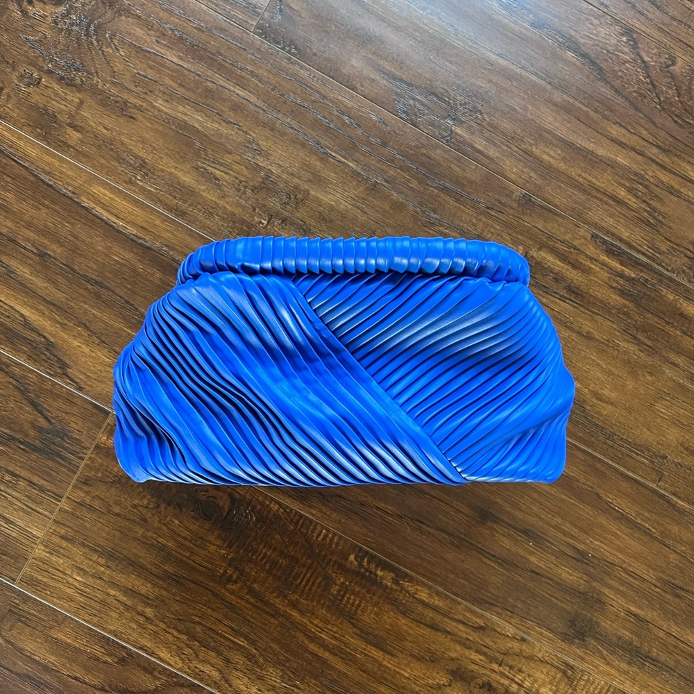 Vibrant Blue Pleated Clutch